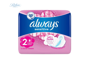 نوار بهداشتی آلویز always Sensitive Super Pads With Wings
